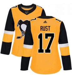 Womens Adidas Pittsburgh Penguins 17 Bryan Rust Authentic Gold Alternate NHL Jersey 