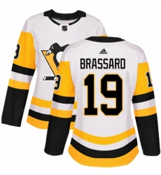 Womens Adidas Pittsburgh Penguins 19 Derick Brassard Authentic White Away NHL Jersey 