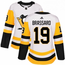 Womens Adidas Pittsburgh Penguins 19 Derick Brassard Authentic White Away NHL Jersey 
