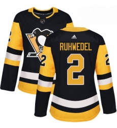 Womens Adidas Pittsburgh Penguins 2 Chad Ruhwedel Authentic Black Home NHL Jersey 