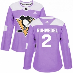 Womens Adidas Pittsburgh Penguins 2 Chad Ruhwedel Authentic Purple Fights Cancer Practice NHL Jersey 