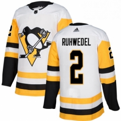 Womens Adidas Pittsburgh Penguins 2 Chad Ruhwedel Authentic White Away NHL Jersey 