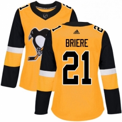 Womens Adidas Pittsburgh Penguins 21 Michel Briere Authentic Gold Alternate NHL Jersey 