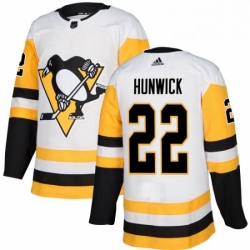 Womens Adidas Pittsburgh Penguins 22 Matt Hunwick Authentic White Away NHL Jersey 