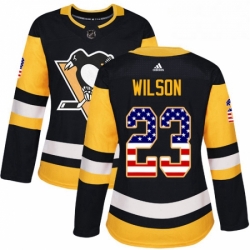 Womens Adidas Pittsburgh Penguins 23 Scott Wilson Authentic Black USA Flag Fashion NHL Jersey 