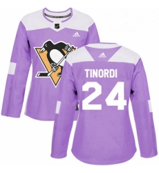 Womens Adidas Pittsburgh Penguins 24 Jarred Tinordi Authentic Purple Fights Cancer Practice NHL Jersey 