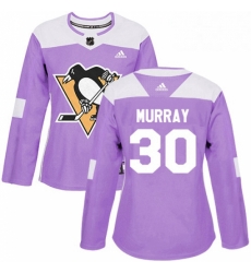 Womens Adidas Pittsburgh Penguins 30 Matt Murray Authentic Purple Fights Cancer Practice NHL Jersey 