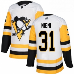 Womens Adidas Pittsburgh Penguins 31 Antti Niemi Authentic White Away NHL Jersey 
