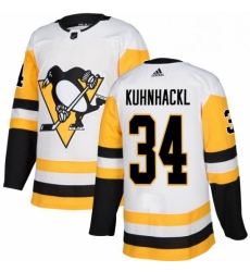 Womens Adidas Pittsburgh Penguins 34 Tom Kuhnhackl Authentic White Away NHL Jersey 