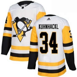 Womens Adidas Pittsburgh Penguins 34 Tom Kuhnhackl Authentic White Away NHL Jersey 