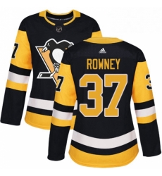 Womens Adidas Pittsburgh Penguins 37 Carter Rowney Authentic Black Home NHL Jersey 
