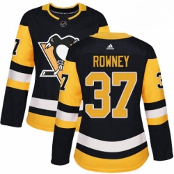 Womens Adidas Pittsburgh Penguins 37 Carter Rowney Authentic Black Home NHL Jersey 