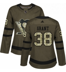 Womens Adidas Pittsburgh Penguins 38 Derek Grant Authentic Green Salute to Service NHL Jersey 