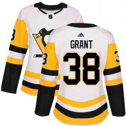 Womens Adidas Pittsburgh Penguins 38 Derek Grant Authentic White Away NHL Jersey 