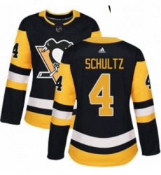 Womens Adidas Pittsburgh Penguins 4 Justin Schultz Authentic Black Home NHL Jersey 
