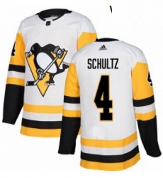 Womens Adidas Pittsburgh Penguins 4 Justin Schultz Authentic White Away NHL Jersey 