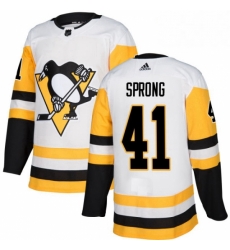 Womens Adidas Pittsburgh Penguins 41 Daniel Sprong Authentic White Away NHL Jersey 