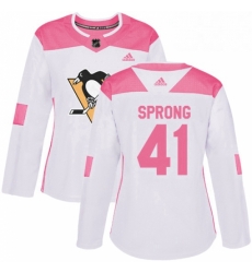 Womens Adidas Pittsburgh Penguins 41 Daniel Sprong Authentic WhitePink Fashion NHL Jersey 