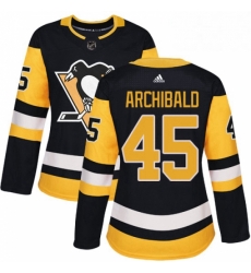 Womens Adidas Pittsburgh Penguins 45 Josh Archibald Authentic Black Home NHL Jersey 