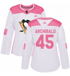 Womens Adidas Pittsburgh Penguins 45 Josh Archibald Authentic WhitePink Fashion NHL Jersey 