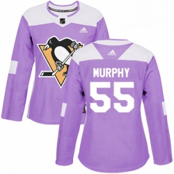 Womens Adidas Pittsburgh Penguins 55 Larry Murphy Authentic Purple Fights Cancer Practice NHL Jersey 