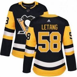 Womens Adidas Pittsburgh Penguins 58 Kris Letang Authentic Black Home NHL Jersey 