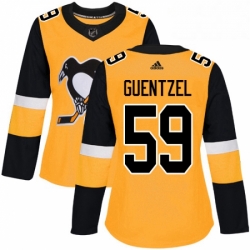 Womens Adidas Pittsburgh Penguins 59 Jake Guentzel Authentic Gold Alternate NHL Jersey 