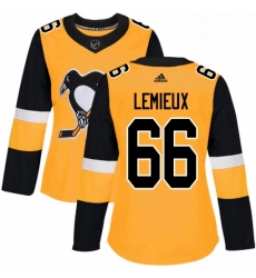 Womens Adidas Pittsburgh Penguins 66 Mario Lemieux Authentic Gold Alternate NHL Jersey 