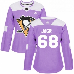 Womens Adidas Pittsburgh Penguins 68 Jaromir Jagr Authentic Purple Fights Cancer Practice NHL Jersey 