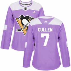 Womens Adidas Pittsburgh Penguins 7 Matt Cullen Authentic Purple Fights Cancer Practice NHL Jersey 
