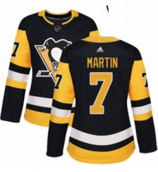 Womens Adidas Pittsburgh Penguins 7 Paul Martin Authentic Black Home NHL Jersey 