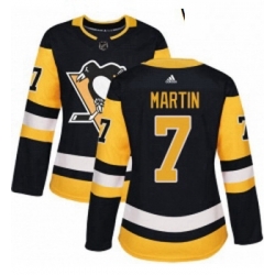 Womens Adidas Pittsburgh Penguins 7 Paul Martin Authentic Black Home NHL Jersey 