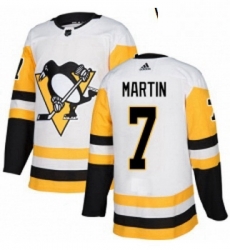 Womens Adidas Pittsburgh Penguins 7 Paul Martin Authentic White Away NHL Jersey 