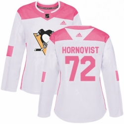 Womens Adidas Pittsburgh Penguins 72 Patric Hornqvist Authentic WhitePink Fashion NHL Jersey 