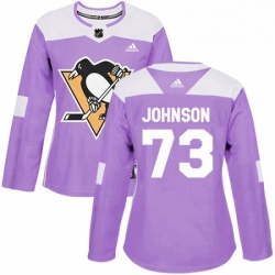 Womens Adidas Pittsburgh Penguins 73 Jack Johnson Authentic Purple Fights Cancer Practice NHL Jersey 