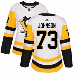 Womens Adidas Pittsburgh Penguins 73 Jack Johnson Authentic White Away NHL Jersey 
