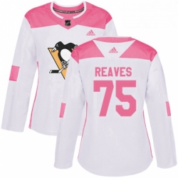 Womens Adidas Pittsburgh Penguins 75 Ryan Reaves Authentic WhitePink Fashion NHL Jersey 