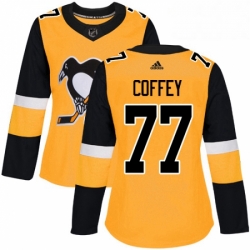 Womens Adidas Pittsburgh Penguins 77 Paul Coffey Authentic Gold Alternate NHL Jersey 