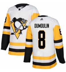 Womens Adidas Pittsburgh Penguins 8 Brian Dumoulin Authentic White Away NHL Jersey 