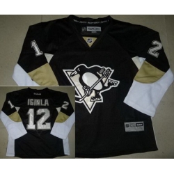 Kids Pittsburgh Penguins 12 Jarome Iginla Black NHL Jerseys