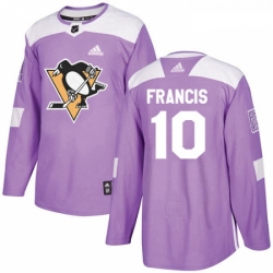 Youth Adidas Pittsburgh Penguins 10 Ron Francis Authentic Purple Fights Cancer Practice NHL Jersey 