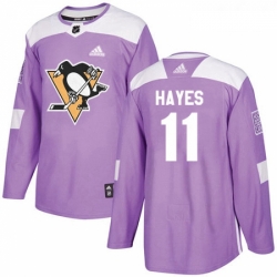 Youth Adidas Pittsburgh Penguins 11 Jimmy Hayes Authentic Purple Fights Cancer Practice NHL Jersey 