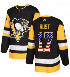 Youth Adidas Pittsburgh Penguins 17 Bryan Rust Authentic Black USA Flag Fashion NHL Jersey 