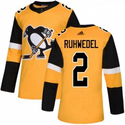 Youth Adidas Pittsburgh Penguins 2 Chad Ruhwedel Authentic Gold Alternate NHL Jersey 