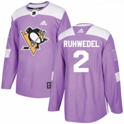 Youth Adidas Pittsburgh Penguins 2 Chad Ruhwedel Authentic Purple Fights Cancer Practice NHL Jersey 