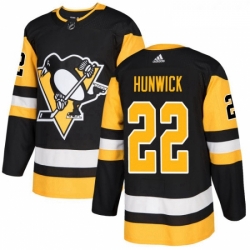 Youth Adidas Pittsburgh Penguins 22 Matt Hunwick Authentic Black Home NHL Jersey 