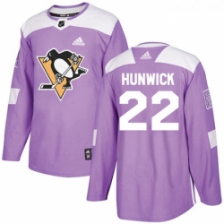 Youth Adidas Pittsburgh Penguins 22 Matt Hunwick Authentic Purple Fights Cancer Practice NHL Jersey 