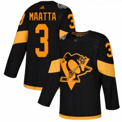 Youth Adidas Pittsburgh Penguins 3 Olli Maatta Black Authentic 2019 Stadium Series Stitched NHL Jersey 