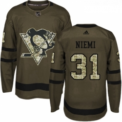 Youth Adidas Pittsburgh Penguins 31 Antti Niemi Authentic Green Salute to Service NHL Jersey 
