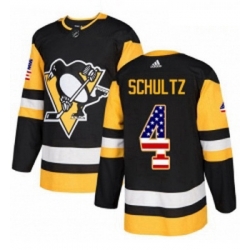 Youth Adidas Pittsburgh Penguins 4 Justin Schultz Authentic Black USA Flag Fashion NHL Jersey 